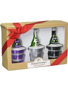 Ornaments  Epic Glass Midnight Champagne Set of 3  02-128 Holiday Christmas
